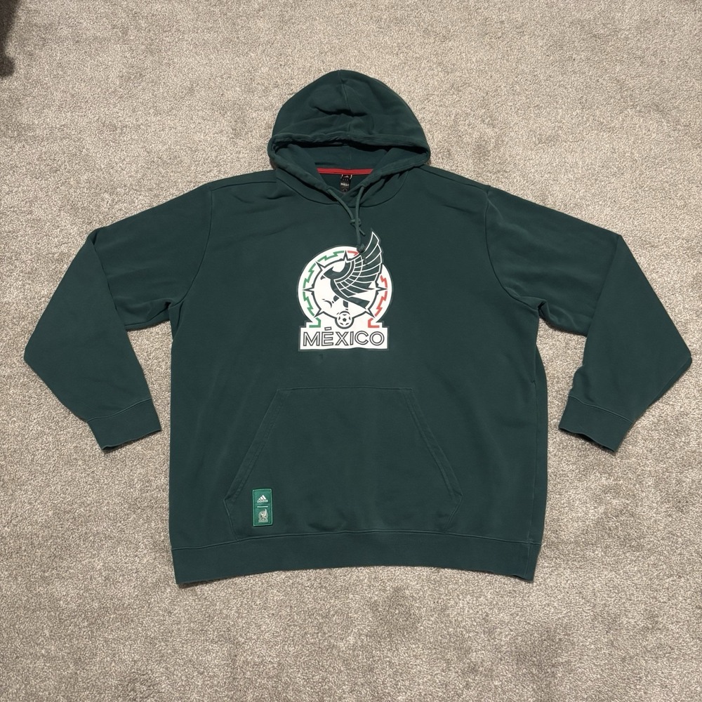 Mexico National Team Hoodie Sweatshirt Mens Large Green Soccer Pullover Adidas